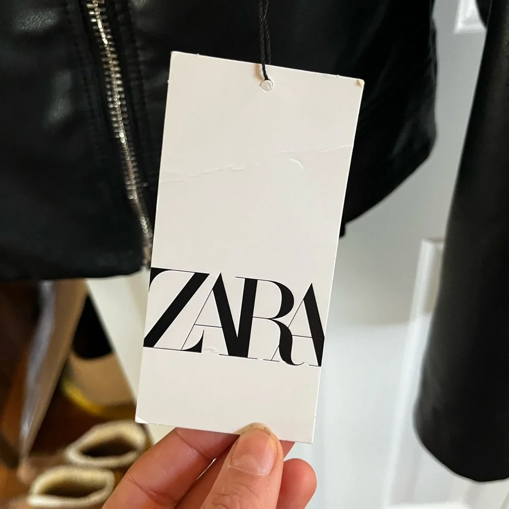 Zara Moto Jacket NWT Faux Leather - Picture 8 of 9